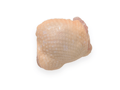 Raw chicken thigh with skin on